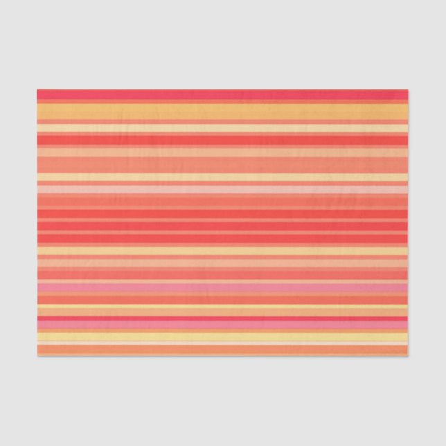 Papier Mousseline Bandes mélangées, Tons de Corail Orange (Recto)