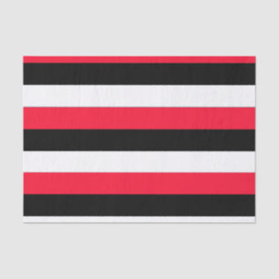 Papier Mousseline Bandes noires, blanches et rouges