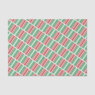 Papier Mousseline Bandes rouges et vertes