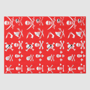 PAPIER MOUSSELINE BANNIÈRES DE PIRATE ROUGE SKULL, OBJETS TRAVERSÉS,