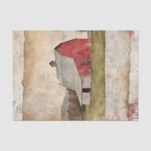 Papier Mousseline Barn rouge rustic