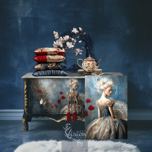 Papier Mousseline Baroque Ballet, Élégant Portrait Rococo & Coquelic