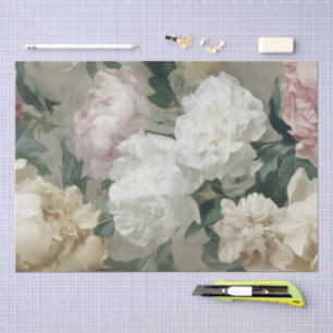 Papier Mousseline Baroque Elégant Vintage Botanique Pastel Fleurs