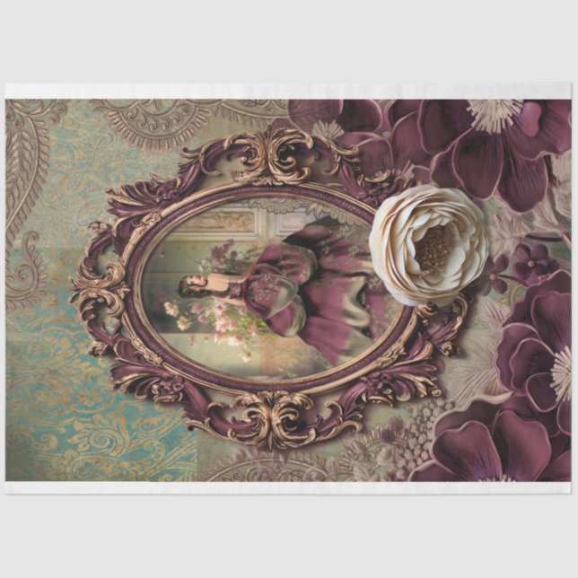 Papier Mousseline Baroque Élégante dame Bouffant robe Portrait art (Recto)