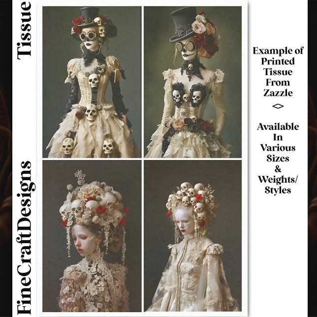 Papier Mousseline Baroque & Steampunk Femmes & Crânes DQ7L Découpage (Créateur téléchargé)