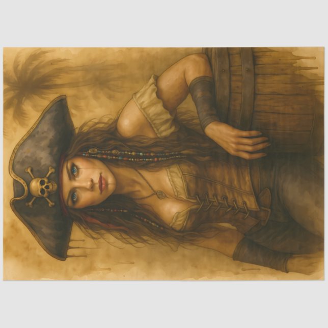 Papier Mousseline Barrelbound Pirate – Pirate Woman Decoupage (Recto)