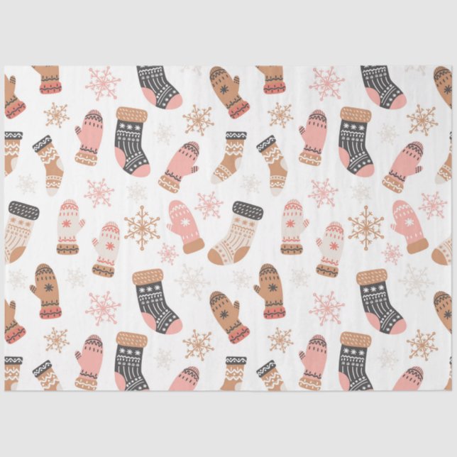 Papier Mousseline Bas de Noël rose mignonne Chaussettes Snowflakes (Recto)