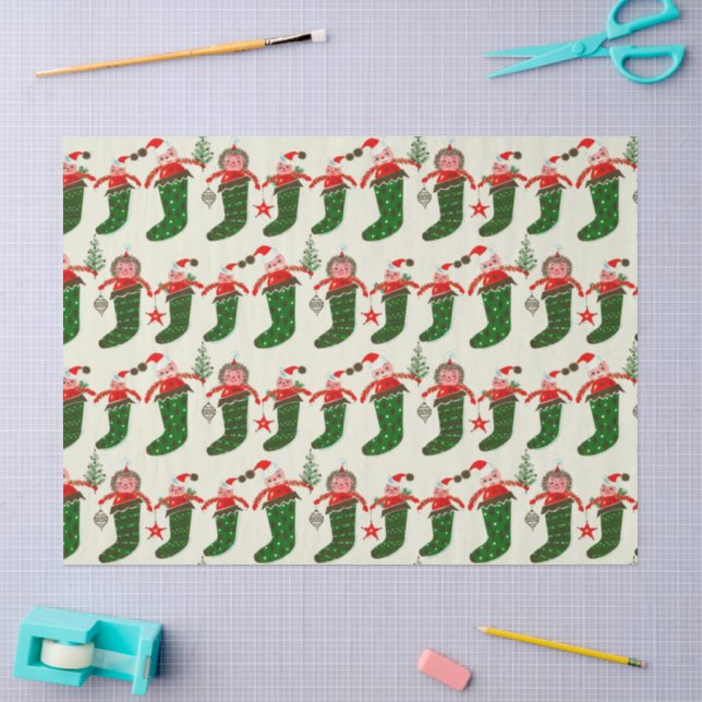 Papier Mousseline Bas de Noël Trésors Rétro (Artisanat)