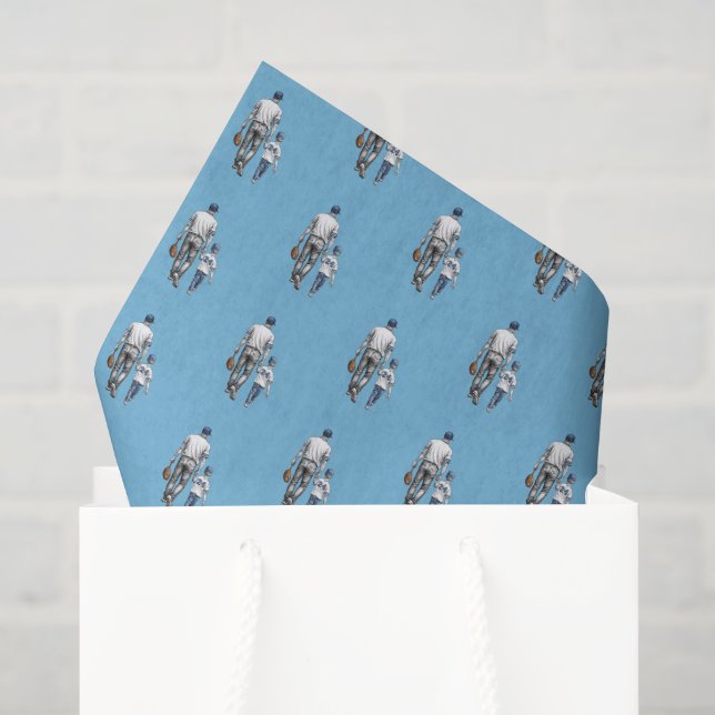 Papier Mousseline Baseball cool Papa Fils  (Sac cadeau)