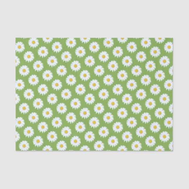 Papier Mousseline Basique blanc sur Motif vert (Recto)