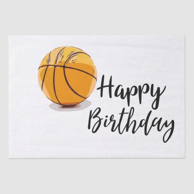 Papier Mousseline Basket-ball avec un joyeux anniversaire  (Recto)