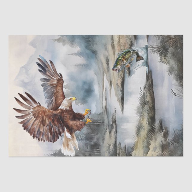 Papier Mousseline Basse Aquarelle de la rivière Bald Eagle (Recto)