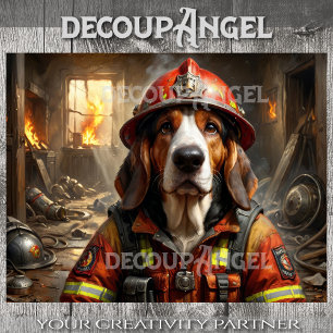 Papier Mousseline Basset Hound Chig Firefighter - Découpage -