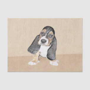 Papier Mousseline Basset Hound Peinture Chiot - Art Chien original