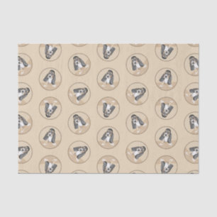 Papier Mousseline Basset Hound Peinture de chiot Tri-color Cute Dog