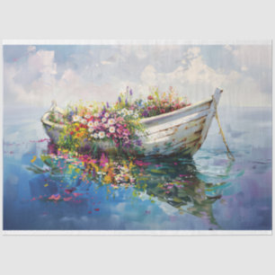 Papier Mousseline Bateau avec Découpage Fleur sauvage coloré