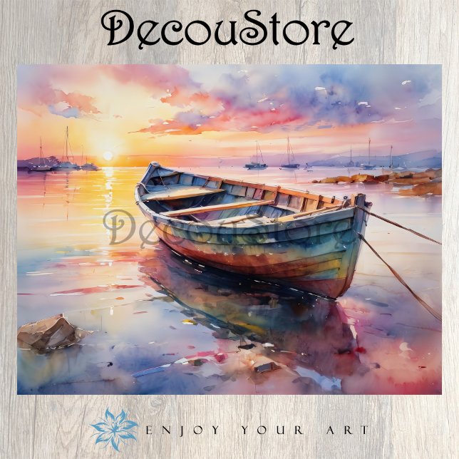 Papier Mousseline Bateau Coloré sur l'Eau Decoupage (Créateur téléchargé)