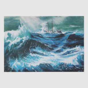 Papier Mousseline Bateau dans la mer dans la tempête