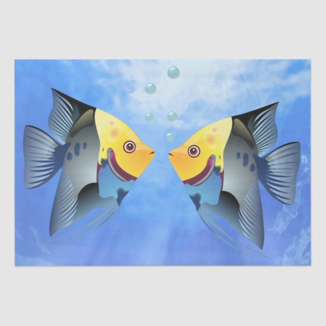 Papier Mousseline Bateau de découpage de poissons tropicaux (Recto)