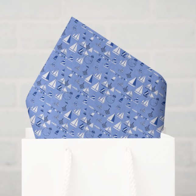 Papier Mousseline Bateaux (Sac cadeau)
