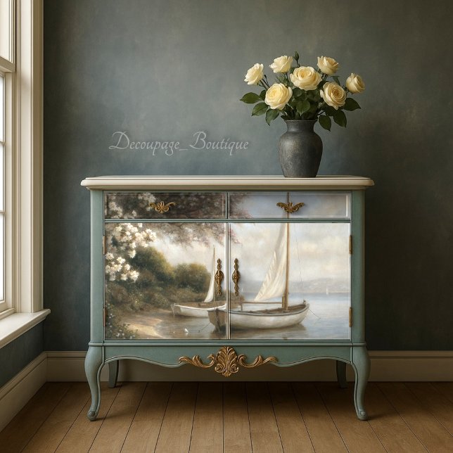 Papier Mousseline Bateaux à voile au bord de la Découpage du rivage (Sailboats by the Shore Decoupage Tissue Paper)