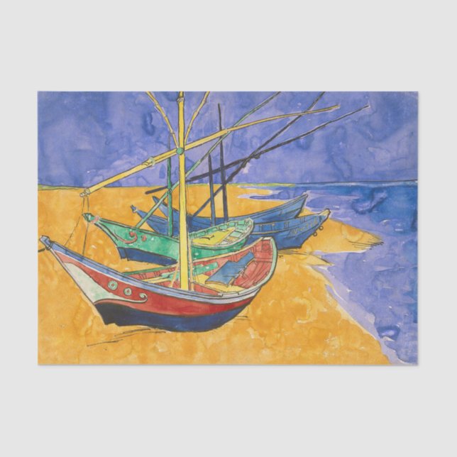 Papier Mousseline Bateaux de Van Gogh Impressionnisme Plage (Recto)