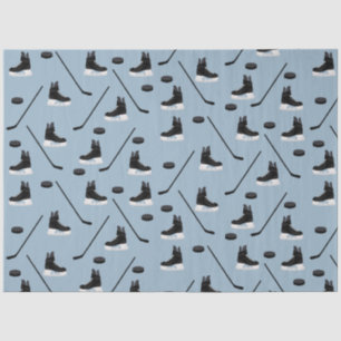 Papier Mousseline Bâton de hockey sur glace bleu poussiéreux, Motif