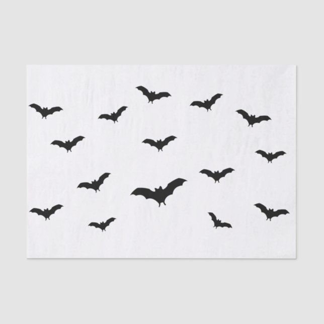 Papier Mousseline Bats noirs et blanc mignon Halloween Party Chic (Recto)