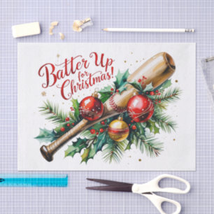 Papier Mousseline Batter Up for Christmas sur le thème du baseball p