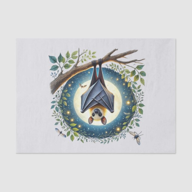 Papier Mousseline Bauve-souris mignonne des animaux des bois (Recto)