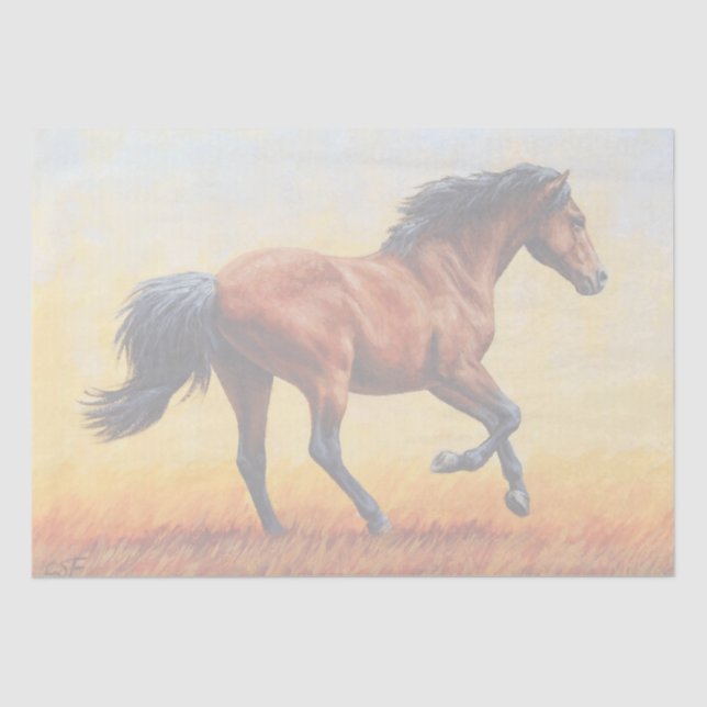 Papier Mousseline Bay Horse Galloping (Recto)
