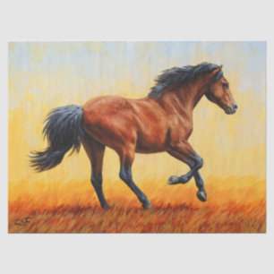 Papier Mousseline Bay Horse Galloping