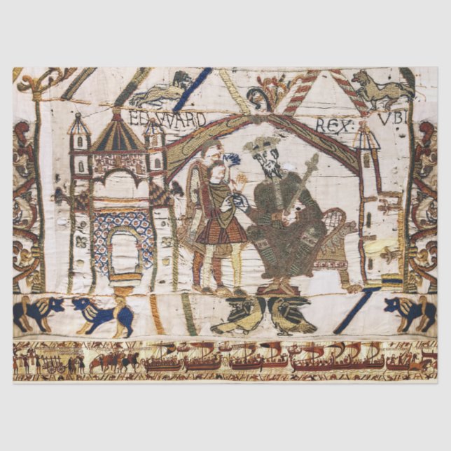 Papier Mousseline BAYEUX TAPESTRY King Edward Confessor et Harold (Recto)