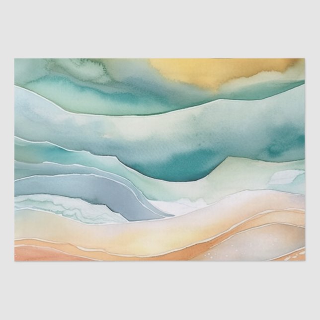 Papier Mousseline Beach Aqua Green Ocean Cream Sand Mariage (Recto)