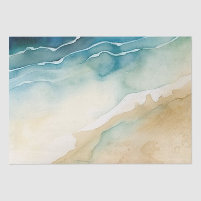 Papier Mousseline Beach Blue Ocean Sand Mariage (Recto)