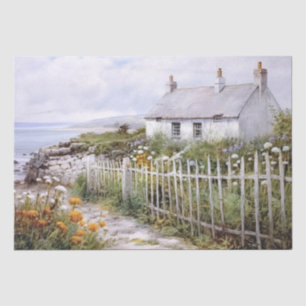 Papier Mousseline Beach House Coastal Cottage Paysage Ocean Garden