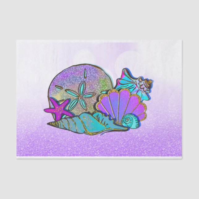 Papier Mousseline Beach Sea Shells Parties scintillant Étincelle fêt (Recto)