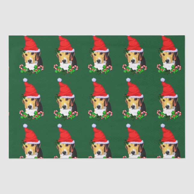 Papier Mousseline Beagle à Noël à Santa Hat (Recto)