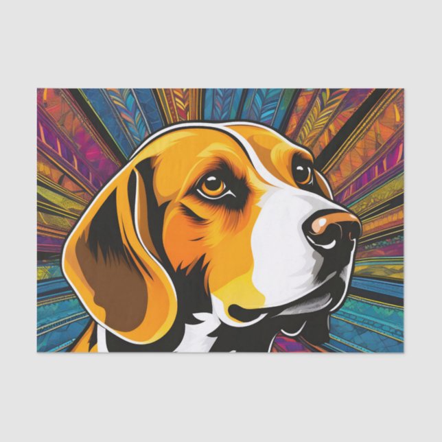Papier Mousseline Beagle couleur motif (Recto)