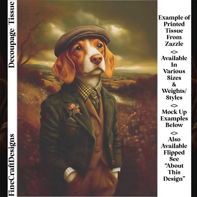 Papier Mousseline Beagle Country Gentleman Landscape EX9R Decoupage (Créateur téléchargé)