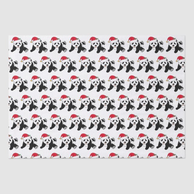 Papier Mousseline Bear Panda de Noël mignonne à Santa Hat (Recto)