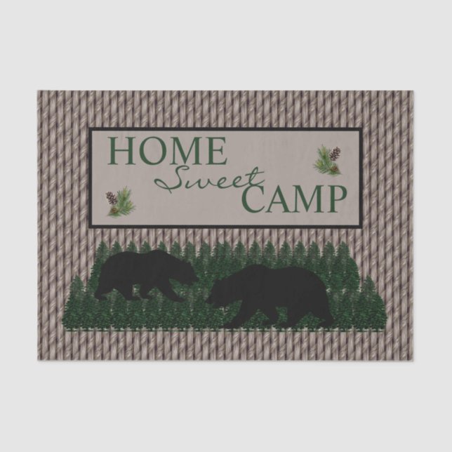 Papier Mousseline Bear Pine Forest Home Sweet Camp\ (Recto)