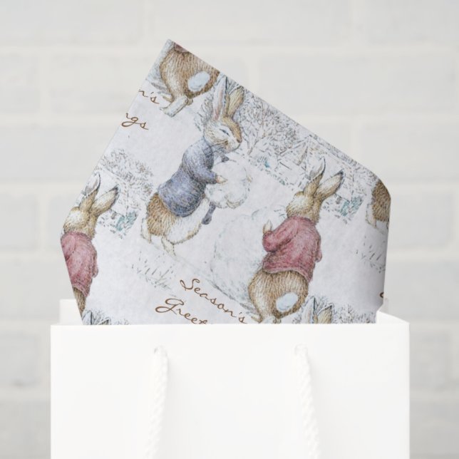 Papier Mousseline Beatrix Potter Snowman et Bunnies Holiday (Sac cadeau)