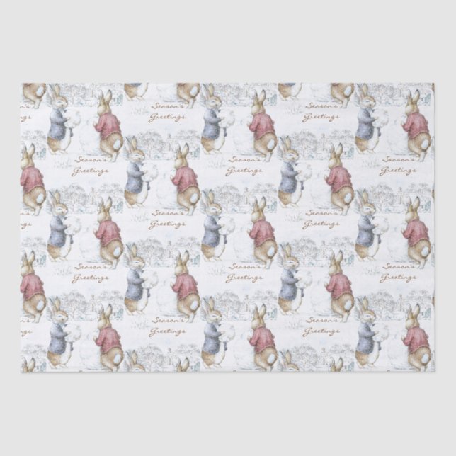 Papier Mousseline Beatrix Potter Snowman et Bunnies Holiday (Recto)