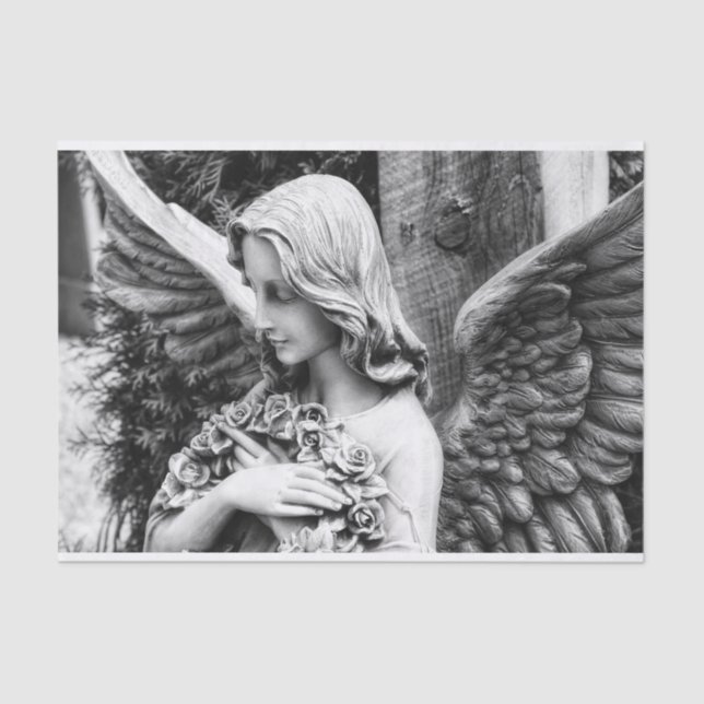 Papier Mousseline Beau ange tenant des roses sur la poitrine (Recto)