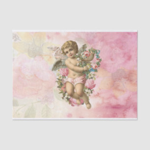 Papier Mousseline Beau ange Vintage avec Fleurs