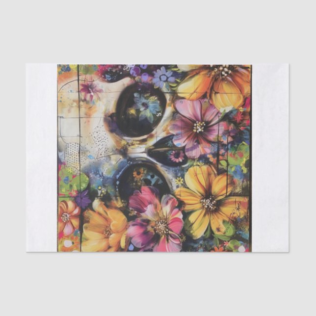 Papier Mousseline Beau crâne de fleurs4 (Recto)