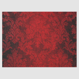 Papier Mousseline Beau cru victorien rouge de damassé de Goth