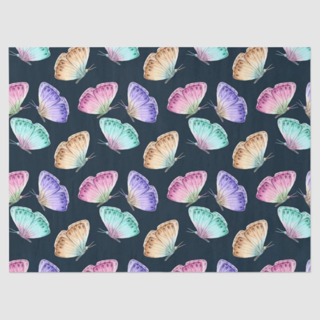 Papier Mousseline Beau Motif à papillon aquarelle (Recto)