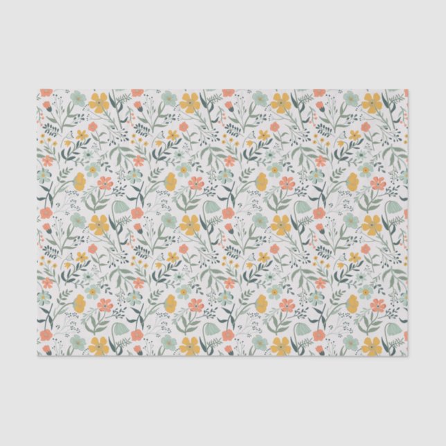 Papier Mousseline Beau motif botanique floral (Recto)